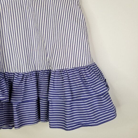 J. Crew 100% Cotton White & Blue Mini Ruffle Skirt - Picture 7 of 14